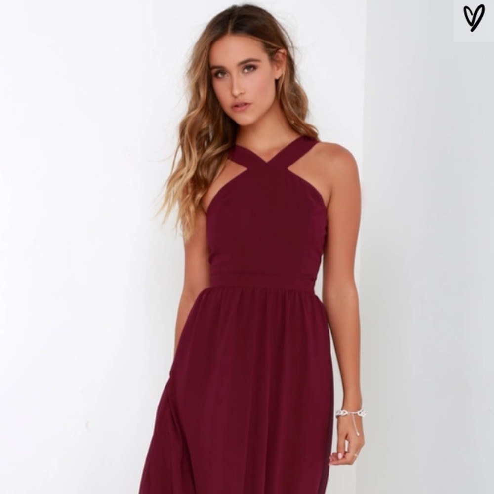 Air of Romance Burgundy Maxi Dress - Lulus